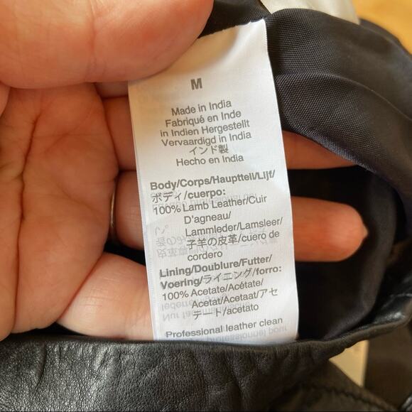 Madewell XXS Black washed lamb Moto leather jacket butter soft - Picture 9 of 9